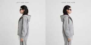 <b>Women</b> Gray Button Up Hooded Tracksuit <b>Set</b> Burgundy Trim Side Stripe Two Piece Sweatshirt <b>Jogger</b> <b>Set</b> - Product Image 3