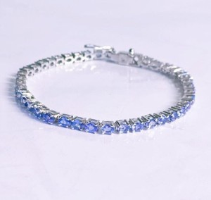 Natural Tanzanite Tennis Bracelet in Sterling Silver White Gold Plated Elegant Luxury Blue Gemstone for Women Wedding Gift - Product Image 3