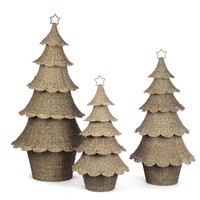 Articles de fête artisanaux en jonc de mer, ensemble d'arbres de Noël en jonc de mer de qualité supérieure
