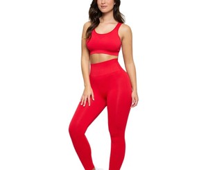 Conjunto de Yoga de 2 Piezas Hecho a Medida para Mujer, Spandex/Nailon de Alta Calidad, Sin Mangas, Cintura Elástica, Transpirable, Diseño Personalizado - Product Image 1