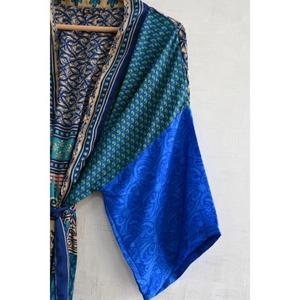 Kimono de Seda con Parches de Diseño para Mujer, Lujosa Túnica Larga Estilo Boho para Dormir, Elegante Ropa de Estar por Casa - Product Image 4
