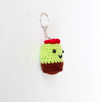 Porte-clés Cactus au Crochet Fait Main, Succulente en Pot Tricotée, Fleur Rouge Amigurumi, Breloque de Sac, Pendentif de Sac à Dos, Cadeaux d'Art Pur