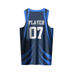 Ensemble d'uniformes de basketball pour hommes sans manches, personnalisés, col en V, imprimés par sublimation, 100 % polyester, respirants, anti-humidité, séchage rapide - Product Image 3