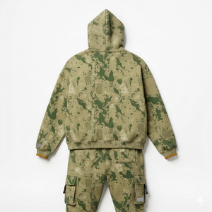 ชุดเสื้อฮู้ดซิปสีเขียวมะกอกพรีเมียมและกางเกงจ็อกเกอร์คาร์โก้ - Product Image 2