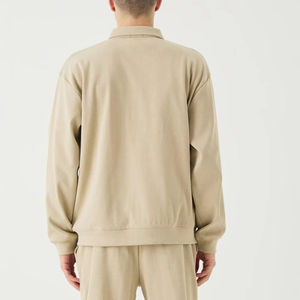 Survêtement pour homme en coton 100% écologique vert olive, avec capuche et pantalon, bandes latérales blanches, coupe-vent, respirant, streetwear pour un confort optimal - Product Image 3