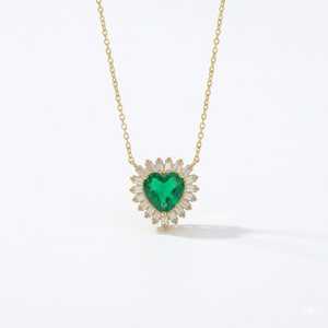 Heart Shape Natural Emerald 925 Sterling Silver 14K Gold Plated May Birthstone Pendant Luxury Fine Jewelry Gift - Product Image 6