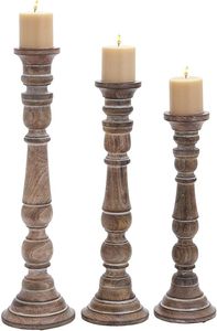 Luxurious Wooden Metal Candle Stand <b>Set</b> Luxury Decorative Pillar Candle Holder <b>Set</b> for Wedding and Home Decor - Product Image 3