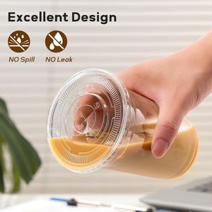 Bicchieri di Plastica Trasparenti Usa e Getta da 24 oz con Coperchi e Cannucce, Confezione da 100 per Caffè Freddo, Bevande Fredde, Frullati - Product Image 2