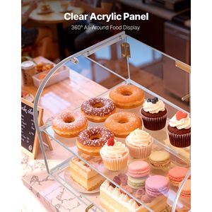Vetrina Espositiva Commerciale a 2 Livelli da Banco in Acrilico Trasparente per Pasticceria, Pane, Torte e Uso per Feste - Product Image 3