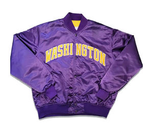 แจ็คเก็ตซาตินแบบสั่งทำพิเศษ แจ็คเก็ตเบสบอลซาตินโพลีเอสเตอร์ 100% สำหรับผู้ชาย - Product Image 3