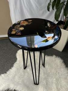 Mesa de Centro de Resina Epoxi Negra, Mesa Auxiliar Hecha a Mano con Flores Secas Reales, Decoración Artística para el Hogar, Regalo de Cumpleaños, Regalo de Navidad, Regalo de Boda - Product Image 2