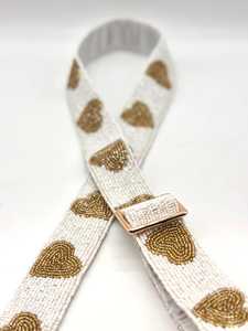 Sangle de sac à perles transparente pour sac de stade, sangle réglable dorée et blanche pour sac de jour de match, sangle de remplacement faite à la main pour sac à bandoulière C - Product Image 3