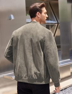 <b>Men's</b> Casual Varsity <b>Jacket</b> Vintage Lightweight <b>Suede</b> Bomber <b>Jackets</b> - Product Image 4