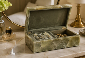 Modern Onyx Marble Jewelry Storage <b>Box</b> Square Polished Natural Stone <b>Trinket</b> Case Elegant Tabletop Decorative Organizer - Product Image 5