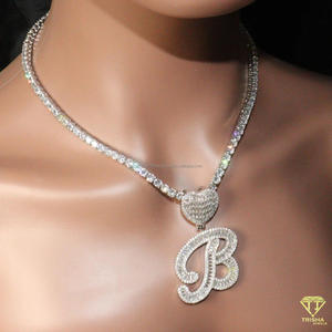 Pendentif personnalisé en forme de cœur avec lettres, serti de diamants de laboratoire, collier hip-hop, bijoux de luxe, chaîne scintillante - Product Image 5