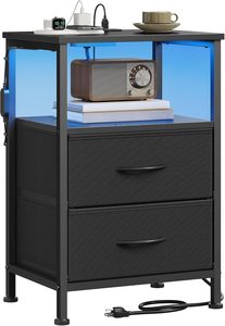 Table de chevet noire de luxe avec 2 tiroirs - Product Image 1