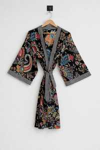 Bata Kimono de Algodón Ligera Estampada a Mano para Mujer, Vestido Largo de Baño, Túnica de Playa - Product Image 2