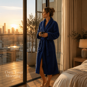 450GSM Navy Blue 100% Cotton Terry <b>Bath</b> Robe | Hotel Grade Soft Plush Absorbent Luxury Spa Resort Hospitality Wholesale Supplier - Product Image 2