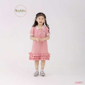 ชุดเดรสเจ้าหญิงสำหรับเด็กผู้หญิง, กระโปรงเทนนิสคอเสื้อคอกลมแขนสั้นความยาวปานกลางแบบลำลองสำหรับทุกวัยสำหรับใส่ในฤดูร้อน - Product Image 4