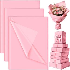PLULON 60 Fogli di Carta Velina Rosa 14 X 20 Pollici, Set per Decorazioni Artistiche, Sacchetti Regalo, Decorazioni per Feste - Product Image 2