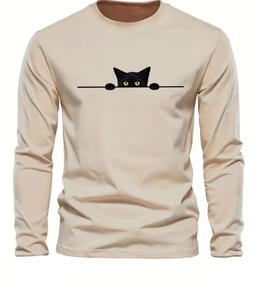 Camiseta de manga larga con cuello redondo y estampado de letras de Nueva York, 100% algodón puro, holgada, cómoda, deportiva y de ocio para hombre - Product Image 5