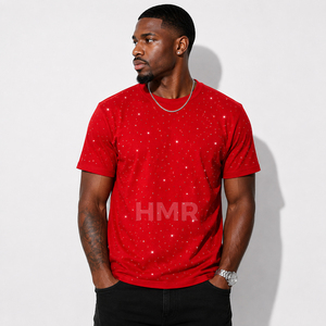 Camiseta Roja con Pedrería Brillante de Primera Calidad, al por Mayor de Fábrica HMR Brotherhood Sisterhood, Camiseta Personalizada de Algodón con Cuello Redondo - Product Image 3
