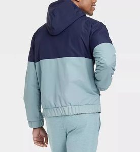 Chaqueta cortavientos de doble color para hombre, con capucha y cremallera completa, ligera, informal, para actividades al aire libre, con dobladillo y puños elásticos. - Product Image 5