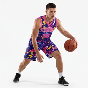 Ensemble de maillot et short de basket-ball réversible avec motif personnalisé - Product Image 4