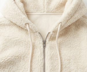 Veste à capuche en sherpa crème pour homme, fermeture éclair, vêtement d'hiver décontracté, doublure en sherpa épaisse, coupe classique - Product Image 6
