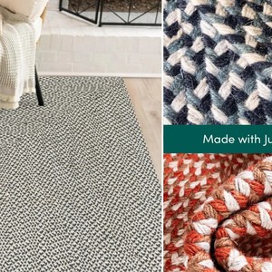 Tapis de salon en coton ou en jute de qualité supérieure, design géométrique, tissé à la main en laine - Product Image 6