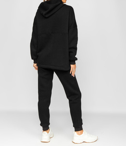 Conjunto Deportivo con Capucha para Mujer, Color Negro, Manga Larga, Corte Holgado Informal, con Bolsillos Laterales, para Otoño - Product Image 5
