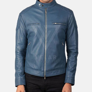 Latest Wholesale Eco-Friendly Casual Stand Zipper Front Windproof Waterproof Men <b>Leather</b> <b>Winter</b> <b>Jacket</b> Best Selling for Online - Product Image 3