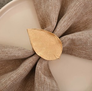 Brass <b>Gold</b> Leaf Flower Design Napkin <b>Rings</b> <b>Set</b> Botanical Napkin Holders Luxury Dining Table Accessories - Product Image 4