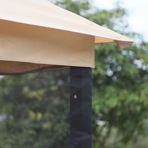 Dondolo da Giardino Beige a 3 Posti con Tettuccio a Doppio Strato e Pareti Laterali in Rete, Cuscini Imbottiti per Gazebo Esterno - Product Image 3