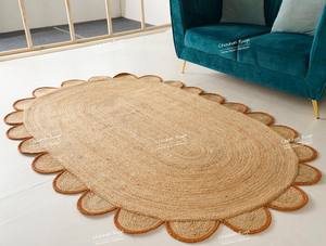 Tapis ovale en jute naturelle tressé à la main pour la décoration du salon, tapis ovale en jute tissé à la main respectueux de l'environnement, fibre naturelle - Product Image 4