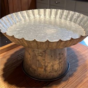 Corrugated Zinc <b>Cake</b> <b>Stand</b> Pedestal Heavy Duty Metal Cupcake Holder Multi Functional Table Centerpiece Hospitality Supply <b>Stand</b> - Product Image 1