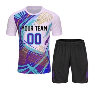 Vente en gros de maillots de sport personnalisés sublimés pour hommes adultes, manches courtes, col en V, 100% polyester, mode, tennis, uniformes pour adultes et jeunes - Product Image 3