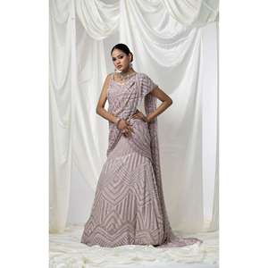 Modern Plus Size Designer Luxury Hand-Beaded Bridal Lehenga Choli Lace Draped Crystal Embroidery Matching Dupatta Premium - Product Image 1