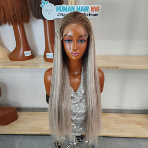 High Quality HD Lace Front <b>Wig</b> 5x5 Vietnamese Virgin Human Hair Glueless Highlight Blonde Color <b>Long</b> for <b>Wigs</b> 400gram 24 inches - Product Image 1