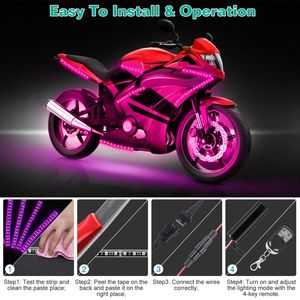 Set di 6 Strisce LED RGB 12V DC, Luci Atmosfera Multicolore al Neon, Kit Illuminazione Impermeabile per Moto - Product Image 6