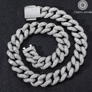 Collier pour homme Charm_Jewells en moissanite, coupe brillante ronde, chaîne à maillons, plaqué rhodium, argent 925, style hip-hop - Product Image 6