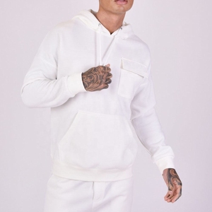Ensemble de survêtement personnalisé blanc en molleton 100% coton pour homme, avec impression DTG et effet délavé à l'acide - Product Image 4