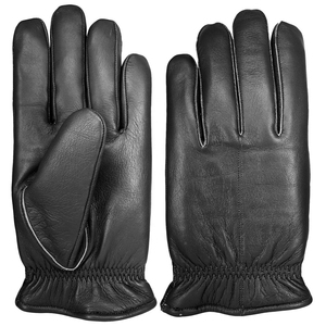 Gants de travail d'hiver en cuir de chèvre, longs, en cuir véritable pour hommes, avec doublure intérieure en polaire, gants de conduite d'hiver, gants tendance - Product Image 6