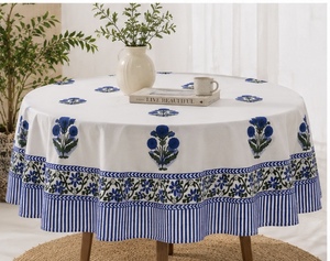 Beautiful Customized Floral Cotton Tablecloth Eco-Friendly Handmade Modern Design Washable Reusable Durable <b>Table</b> <b>Cover</b> for - Product Image 2