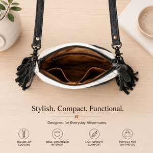 Handcrafted Hair On Cowhide Leather Western Fringe Shoulder Bag Genuine Leather Cowgirl <b>Purse</b> Vintage Everyday Travel Handbag - Product Image 4
