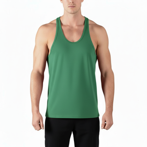 <b>Men</b> Casual Breathable Fitness Vest Muscle Fit Sleeveless Workout Tank Top Racer Back Design Bodybuilding Cotton Made <b>Singlet</b> - Product Image 1