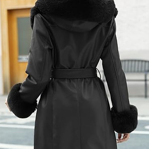 Adult Size Outdoor Wear Women Leather Trench Coat Online Best Selling Women Leather Trench Coat For Sale - Product Image 2