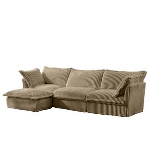 Divano Componibile Moderno a L con Rivestimento, Comodo Divano Profondo Stile Cloud Convertibile con Pouf, 2 Grandi Sedute Color Cammello per Soggiorno - Product Image 5