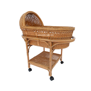 Cuna de Ratán Marrón Moderna de Primera Calidad, Ecológica, con Diseño Multifuncional para Recién Nacidos, para Dormitorio, Guardería, Uso en Hoteles - Product Image 1
