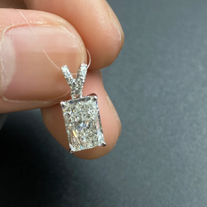 Collar de Lujo con Colgante de Diamante Cultivado en Laboratorio, Corte Radiante de 5ct, Platino PT950, E VS1, CVD, Solitario, Directo de Fábrica, para Mujer - Product Image 1